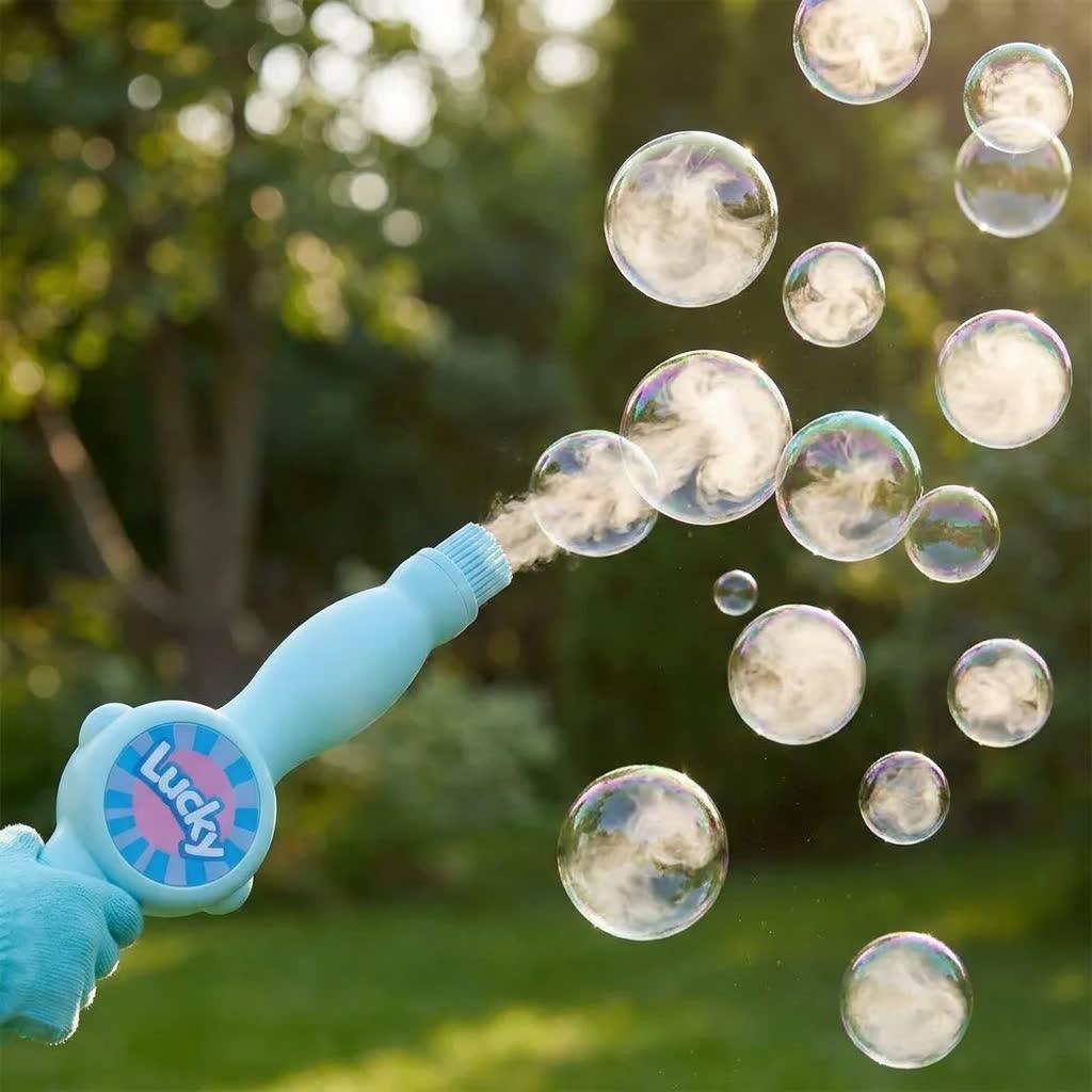 Máquina LUCKY soltando bolhas com fumaça